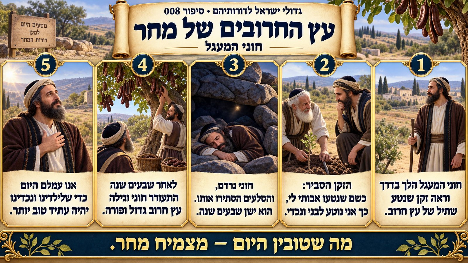תמונת סיכום — חוני המעגל: עץ החרובים של מחר